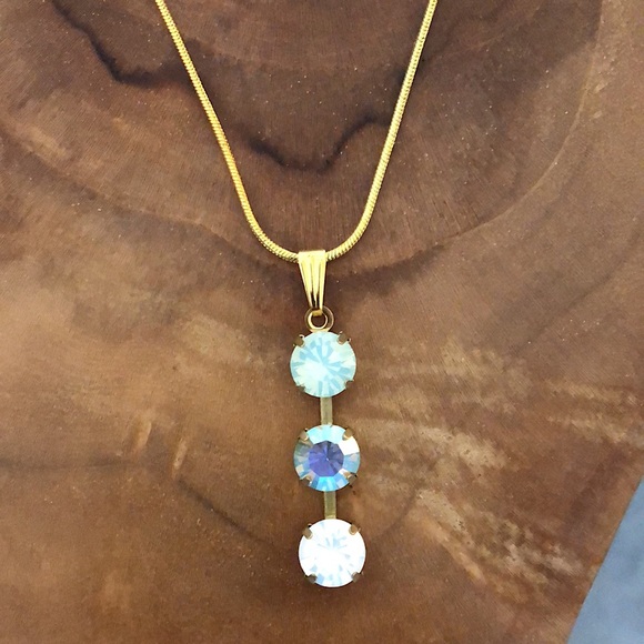 Peridot AB, Chrysolite + White Opal Crystal Drop Necklace - Picture 16 of 16